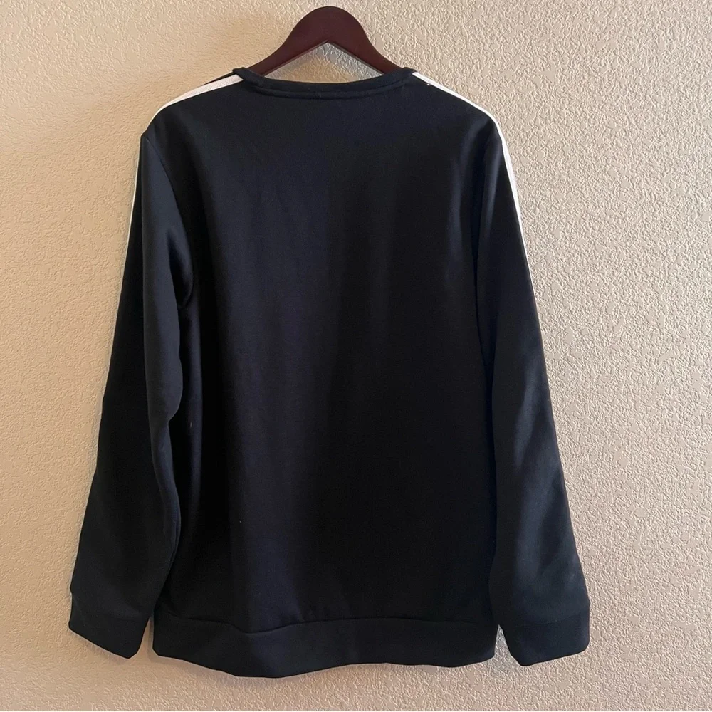 Adidas Striped Crewneck Fleece Sweatshirt Size Large NWT